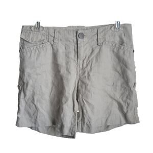 Gianni Bini Linen Shorts Size 23 100% Linen White Colored Good Condition‎